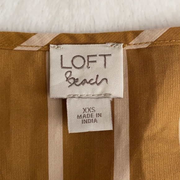 Loft Beach | V-Neck Striped Keyhole Tie Front Short Sleeve Peplum Top Bronze XXS - Picture 6 of 16